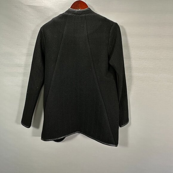 Periphery Jacket Womens Small Black Assymetrical Zip Textured Faux Leather Trim - Picture 8 of 10